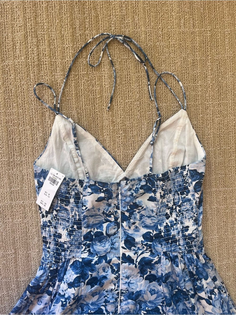 Abercrombie and Fitch medium blue and white tea length wedding guest dress - Picture 6 of 7